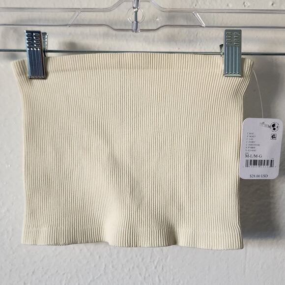Free People Amelia Bandeau Tube Top Bra Ribbed Knit Seamless Crop Brami Ivory - Picture 2 of 11